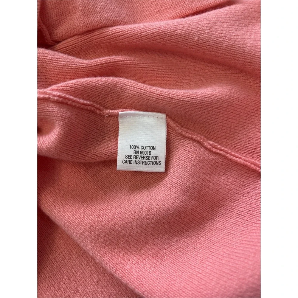 Studio works Button Down Long Pink Cardigan Petite Large 3/4 Sleeve Pearl Button